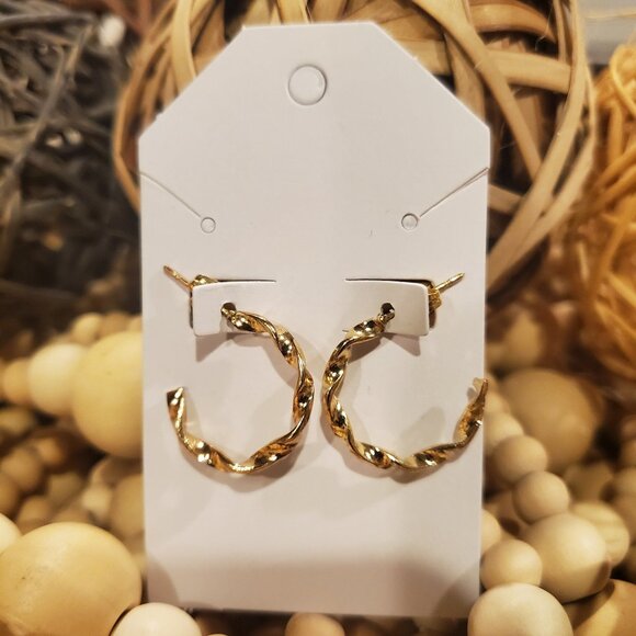 Jewelry - Small Twisted Gold Hoop Earrings 0014